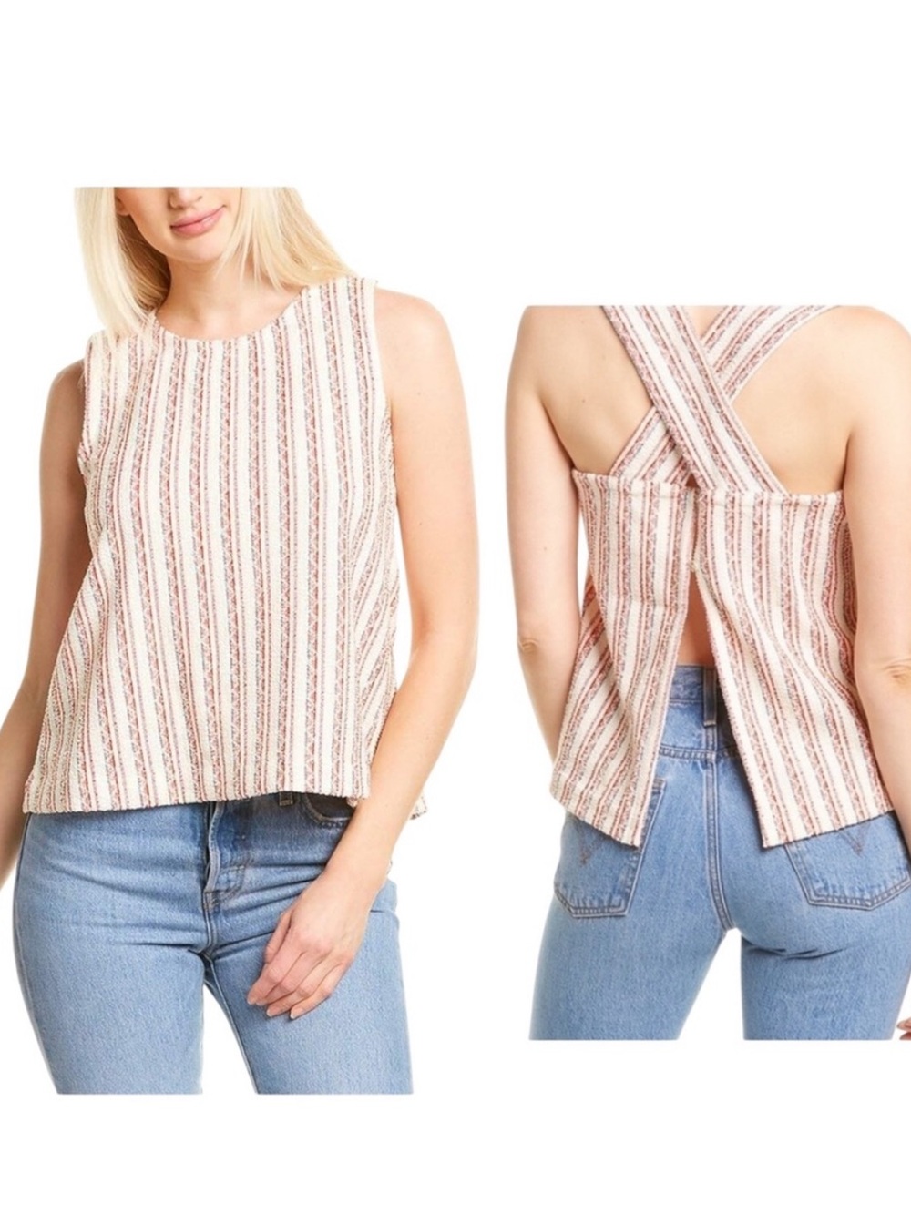 Madewell Striped Sleeveless Cross-Back Tank